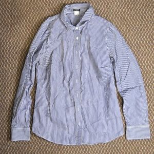 Ladies M J.Crew Blue/White Striped Button Down